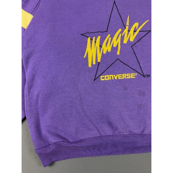 Rare Vintage Converse Magic Johnson Purple Yellow Sweater Lakers Zip Neck Medium - Picture 6 of 16